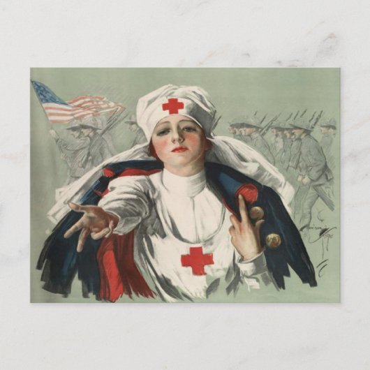 Briefkaart van WWII met American Red Cross Print (Voorkant)