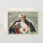 Briefkaart van WWII met American Red Cross Print (Voorkant / Achterkant)