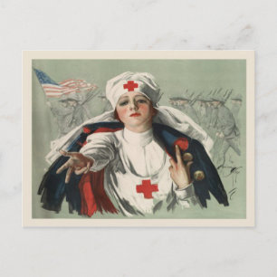 Briefkaart van WWII met American Red Cross Print