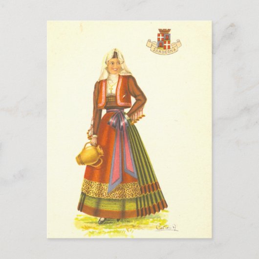 Briefkaart van Young Woman uit Sardinië (Voorkant)