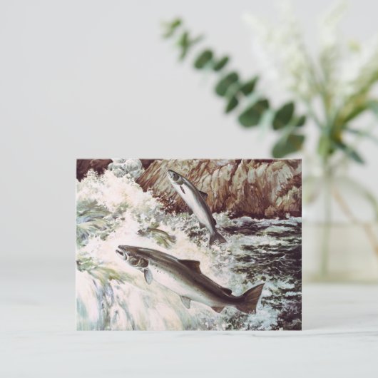 briefkaart van zalmrun (Staand voorkant)