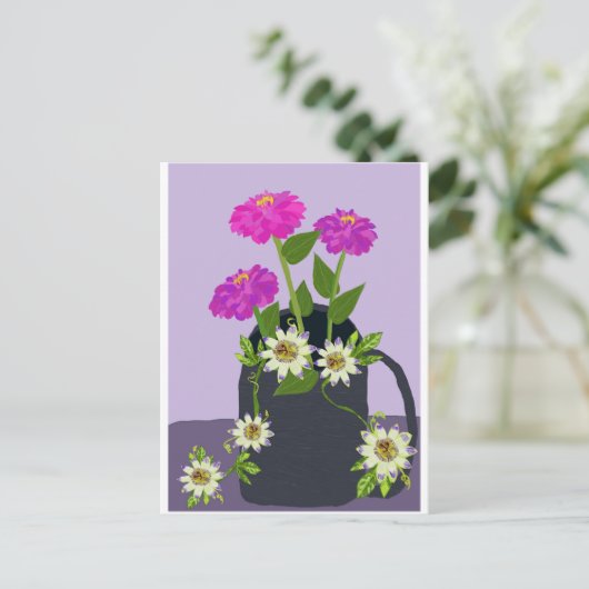 Briefkaart van zink- en passiesbloemen (Staand voorkant)