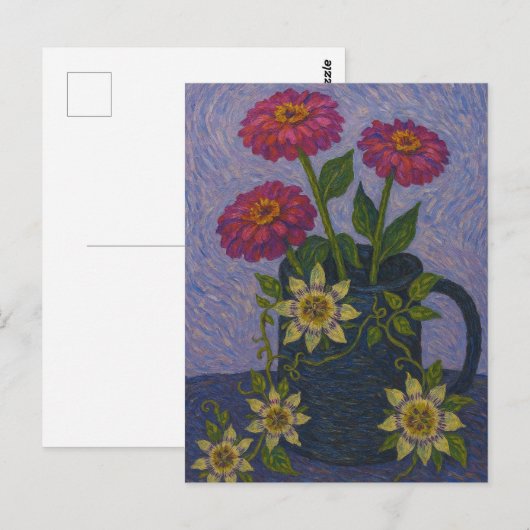 Briefkaart van zink- en passiesbloemen (Voorkant / Achterkant)