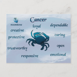 Briefkaart van zodiakarakteristieken bij kanker