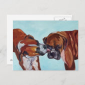 Briefkaart van zoende Boxer Dogs (Voorkant / Achterkant)