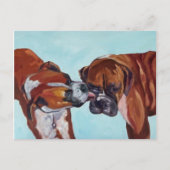 Briefkaart van zoende Boxer Dogs (Voorkant)