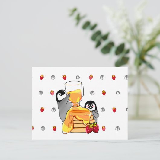 Briefkaart van zoete pinguïns (Staand voorkant)
