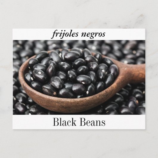 Briefkaart van zwarte bonen, of "Frijoles Negros." (Voorkant)