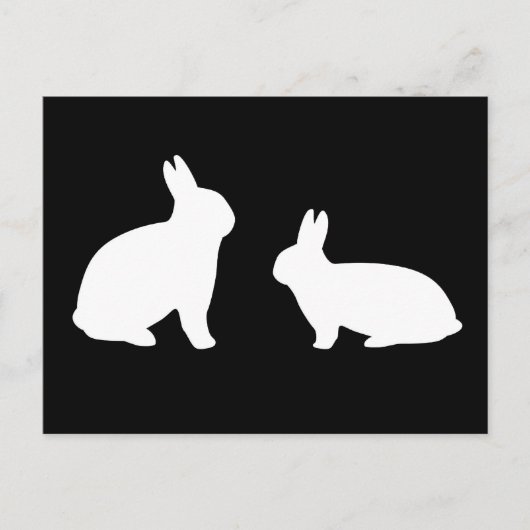 Briefkaart van zwarte en witte konijnen - ! (Voorkant)