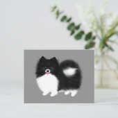 Briefkaart van zwarte en witte pommeren (Staand voorkant)