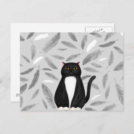 Briefkaart van zwarte katten (Voorkant / Achterkant)
