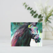 Briefkaart van zwarte paarden (Staand voorkant)