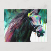 Briefkaart van zwarte paarden (Voorkant)