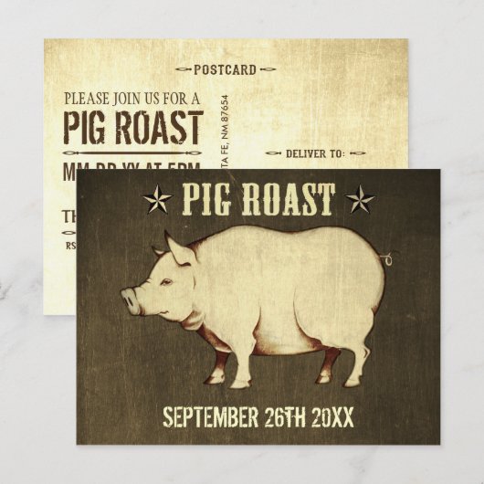 Briefkaart Varkensroast I (bruin) (Voorkant / Achterkant)