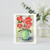 Briefkaart Vase en Flowers Waterverf (Staand voorkant)