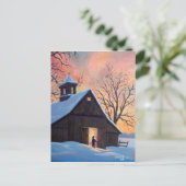 Briefkaart Vermont Snowy Barn (Staand voorkant)