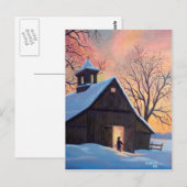 Briefkaart Vermont Snowy Barn (Voorkant / Achterkant)