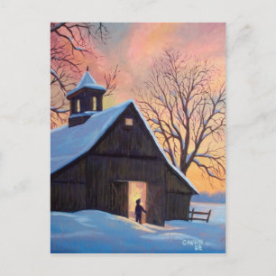 Briefkaart Vermont Snowy Barn