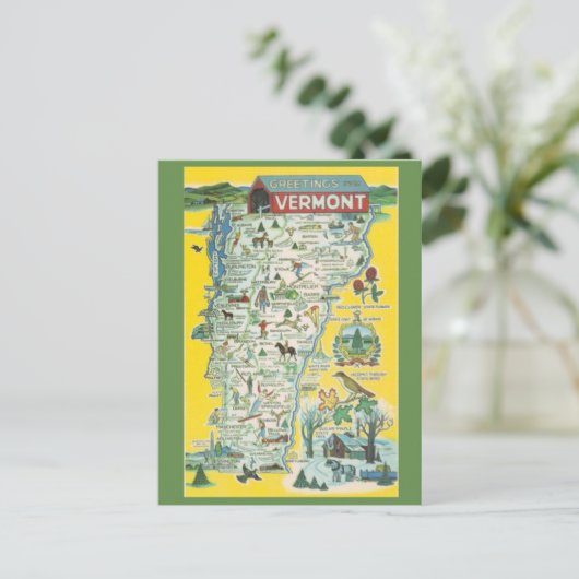 Briefkaart Vermont State Map (Staand voorkant)