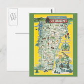 Briefkaart Vermont State Map (Voorkant / Achterkant)