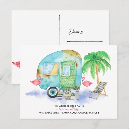 Briefkaart Verplaatsingsaankondiging | Waterverf a (Voorkant / Achterkant)