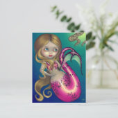 briefkaart "Verrassde zeemeermin" (Staand voorkant)