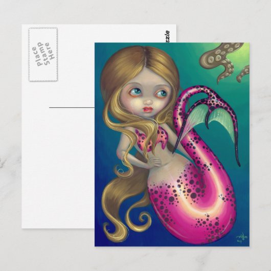 briefkaart "Verrassde zeemeermin" (Voorkant / Achterkant)