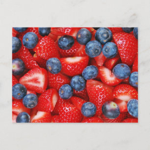Briefkaart Verse bosbessen en aardbeien