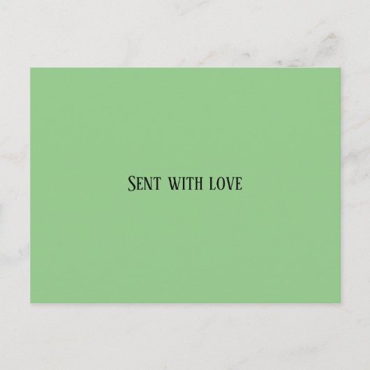 Briefkaart verzonden met liefde mint groen, wenska (Voorkant)