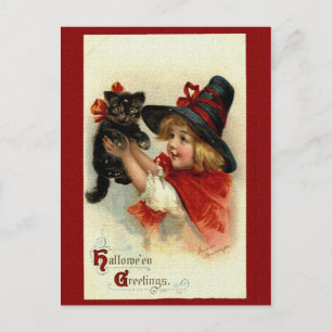 Briefkaart Victoriaans Halloween Greetings