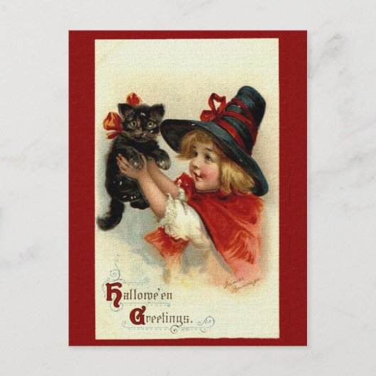 Briefkaart Victoriaans Halloween Greetings (Voorkant)