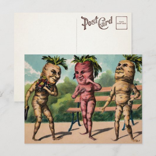 Briefkaart Victoriaans rode wortelen (Voorkant / Achterkant)