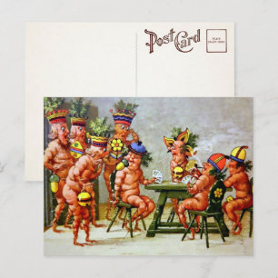 Briefkaart Victoriaans speelkaarten voor rode wort