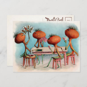 Briefkaart Victoriaans uien die kaarten afspelen