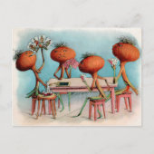 Briefkaart Victoriaans uien die kaarten afspelen (Voorkant)