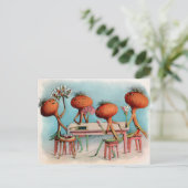 Briefkaart Victoriaans uien die kaarten afspelen (Staand voorkant)