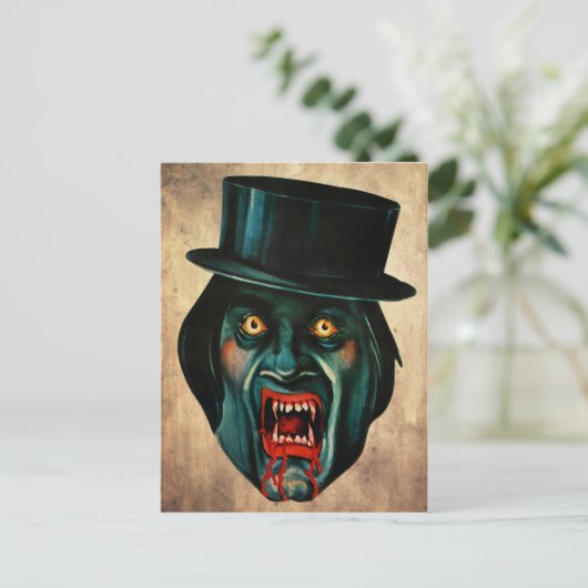 Briefkaart Victoriaans Vampire Face (Staand voorkant)