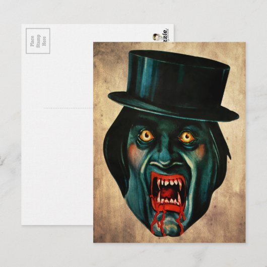 Briefkaart Victoriaans Vampire Face (Voorkant / Achterkant)