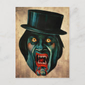 Briefkaart Victoriaans Vampire Face (Voorkant)
