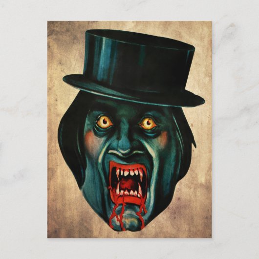 Briefkaart Victoriaans Vampire Face (Voorkant)