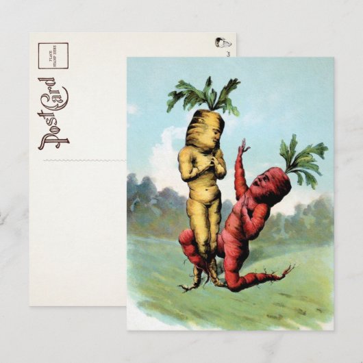 Briefkaart Victoriaans voorstel voor een wortelvoo (Voorkant / Achterkant)