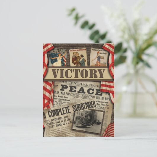 Briefkaart "Victory" WWI-scrapbook (Staand voorkant)