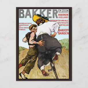 Briefkaart: Vintage advertentie voor Rubber Fietsb Briefkaart