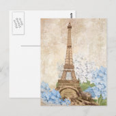 Briefkaart Vintage Blue Hydrangea (Parijs) (Voorkant / Achterkant)