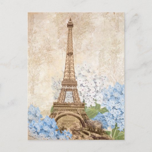 Briefkaart Vintage Blue Hydrangea (Parijs) (Voorkant)