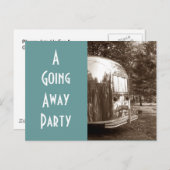 Briefkaart Vintage-opleggercamper weggaat (Voorkant / Achterkant)