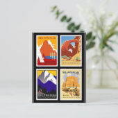 Briefkaart Vintage Travel Bekijk Amerika 4 Prints (Staand voorkant)