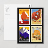 Briefkaart Vintage Travel Bekijk Amerika 4 Prints (Voorkant / Achterkant)