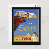 Briefkaart Vintage Travel Egypt Camel (Voorkant / Achterkant)