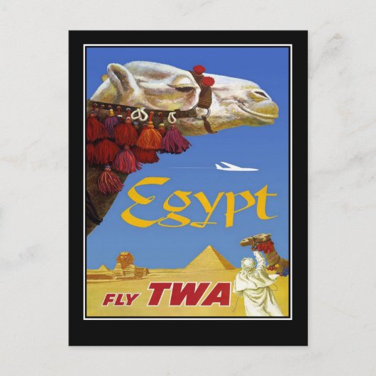 Briefkaart Vintage Travel Egypt Camel (Voorkant)